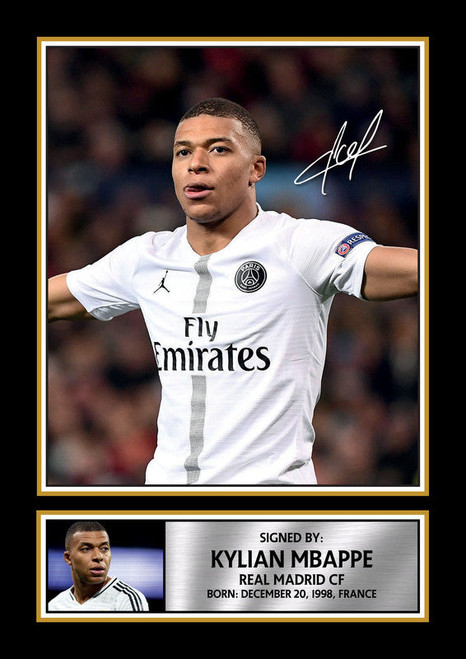 Kylian Mbappé Printed Autograph Poster Print - France & Real Madrid Superstar