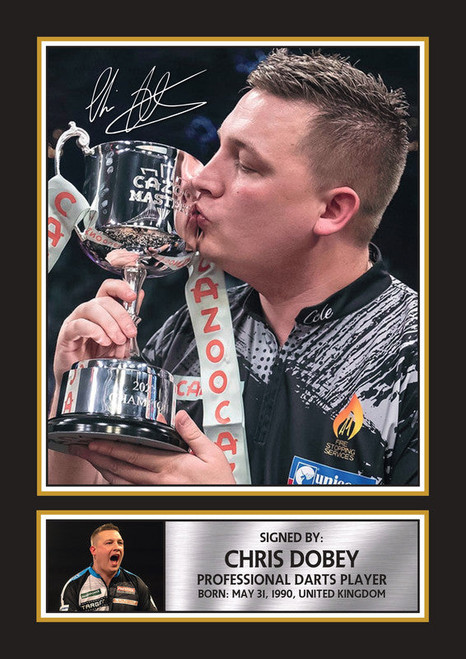 Chris Dobey Printed Autograph Poster Print – Darts Star Wall Art – Gift for Darts Fans