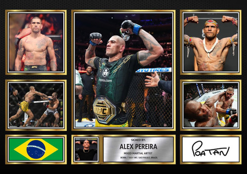 Alex Pereira Printed Autograph Poster Print Photograph Display - Perfect for MMA Fans