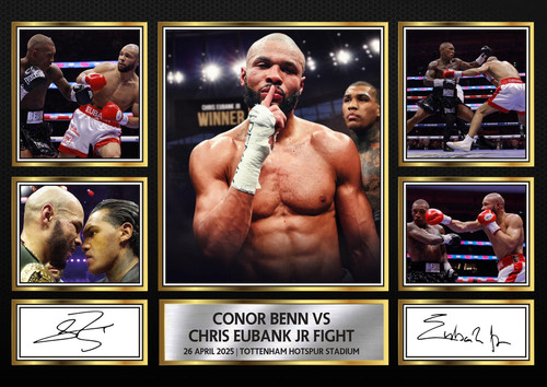 Conor Benn vs Chris Eubank Jr Printed Signature Poster – Fight Night Collage Wall Art