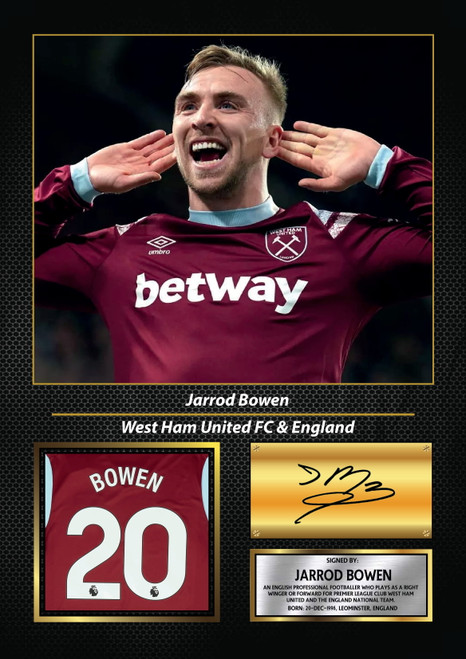 Jarrod Bowen printed autograph poster print