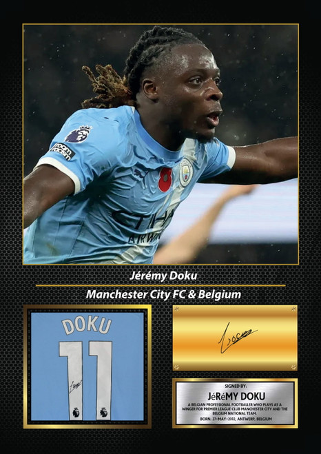 Jérémy Doku printed autograph poster print