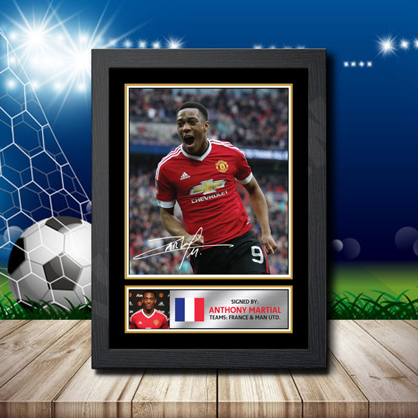 Anthony Martial Silver - Signed Autographed Footballers Star Print