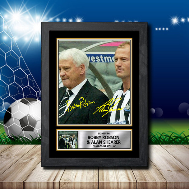 Bobby Robson + Alan Shearer 2 - Signed Autographed Footballers Star Print