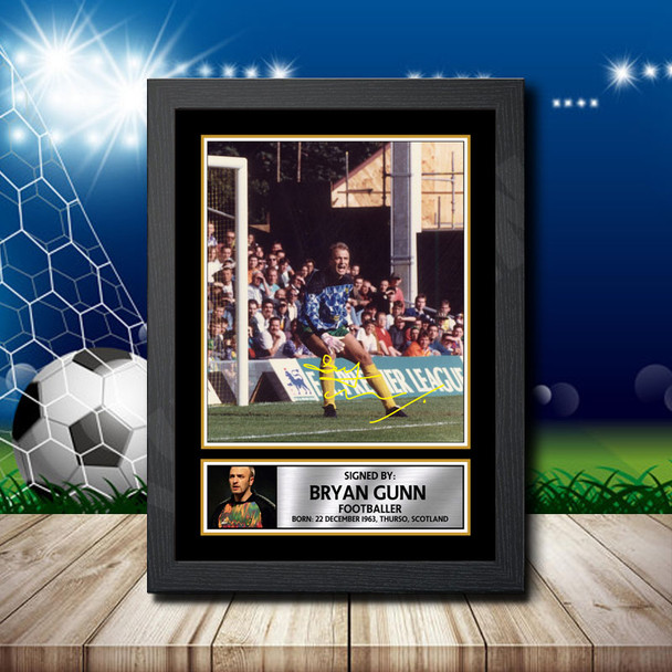 Bryan Gunn 2 Signed Autographed Footballers Star Poster Print Framed Merch Gift