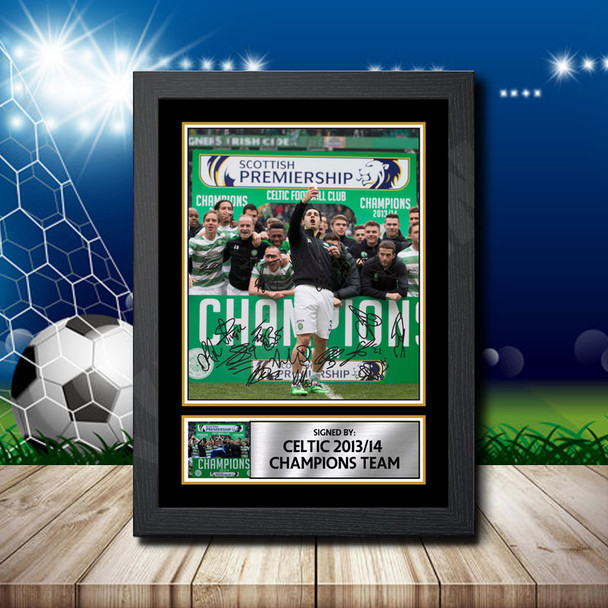 Celtic 2013 14 Champions Team - Signed Autographed Footballers Star Print