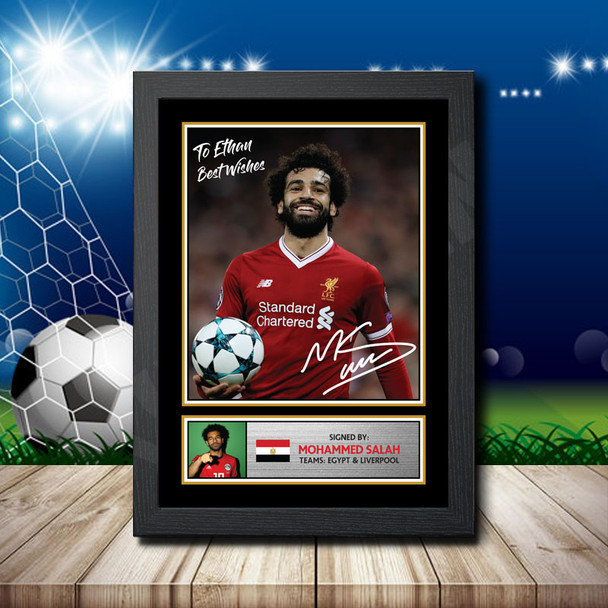Personalised Mohamed Salah Silver - Signed Autographed Footballers Star Print