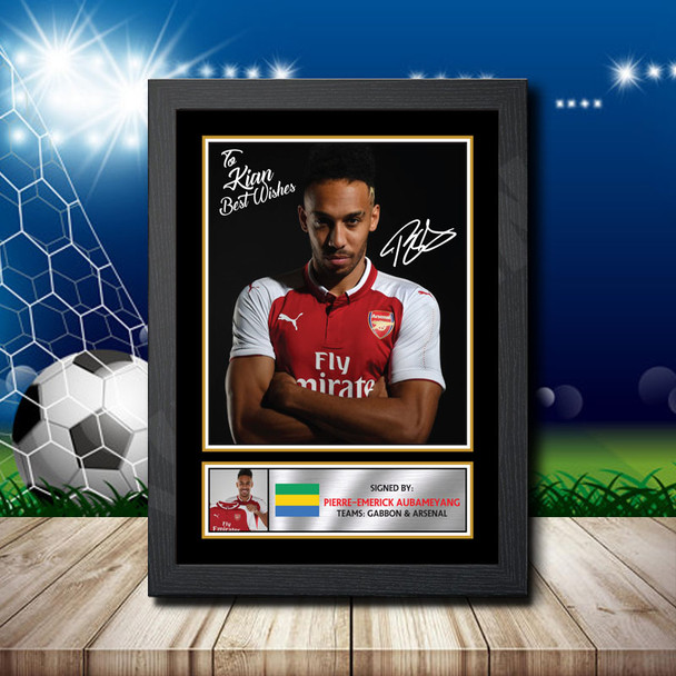 Pierre Aubameyang Personalised 2 Signed Autographed Footballers Star Poster Print Framed Merch Gift