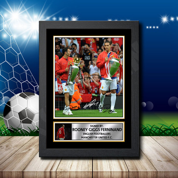 Rooney Giggs Ferdinand 1 - Signed Autographed Footballers Star Print