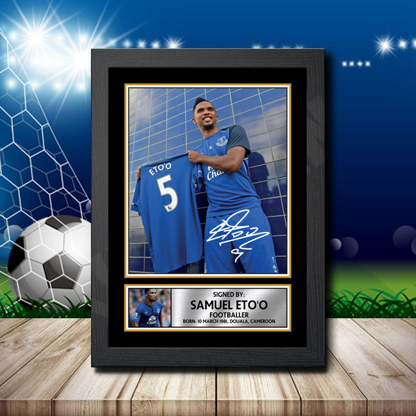 Samuel Eto O 2 Signed Autographed Footballers Star Poster Print Framed Merch Gift