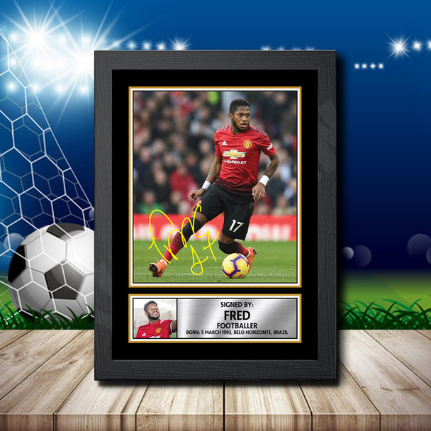 Fred Signed Autographed Footballers Star Poster Print Framed Merch Gift
