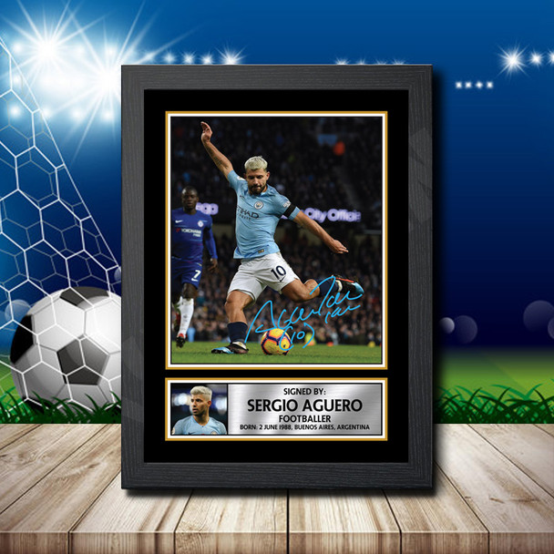 Sergio Aguero - Signed Autographed Footballers Star Print