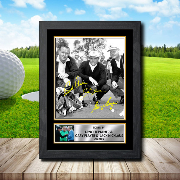 Arnold Palmer Gary Player  Jack Nicklaus - Signed Autographed Golfer Star Print