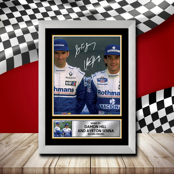 Damon Hill And Ayrton Senna 2 - Signed Autographed Formula1 Star Print