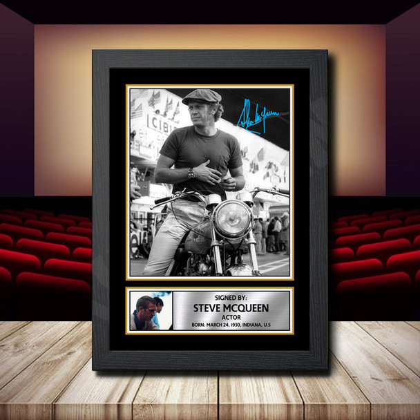 Steve Mcqueen Signed Autographed Movie Star Poster Print Framed Merch Gift