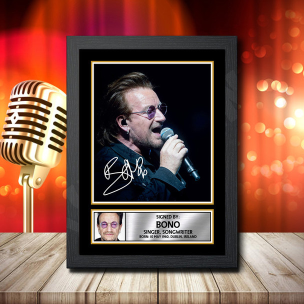 Bono 2 - Signed Autographed Music Star Print