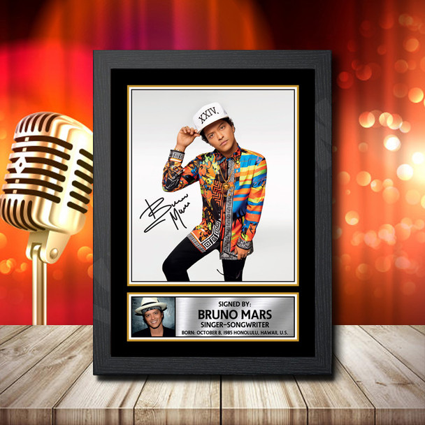 Bruno Mars 2 - Signed Autographed Music Star Print