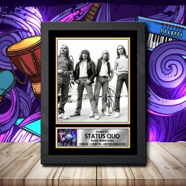 Status Quo 1 - Signed Autographed Rock-Bands Star Print