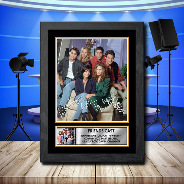 Full Friends Cast Aniston Kudrow Leblanc 2 Signed Autographed Television Star Poster Print Framed Merch Gift