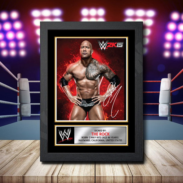 Wwe Wrestling The Rock - Signed Autographed Wwe Star Print