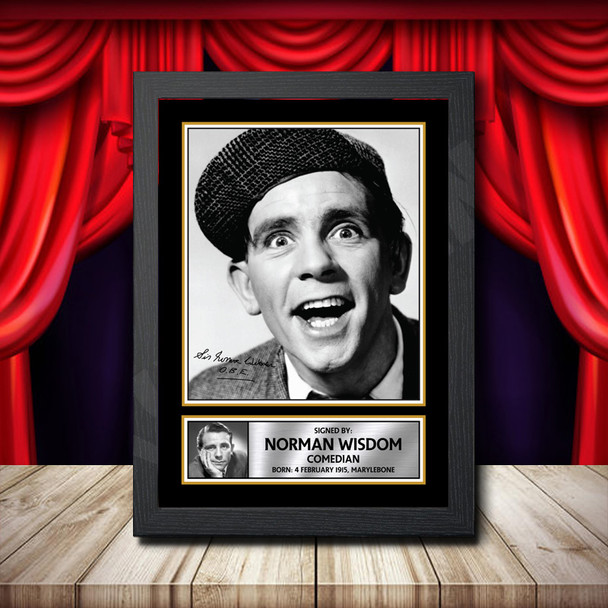Norman Wisdom 2 Signed Autographed Comedy Star Poster Print Framed Merch Gift