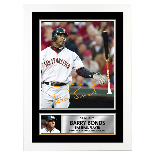 Barry Bonds Signature 2 - Baseball Player - Autographed Poster Print Photo Signature GIFT