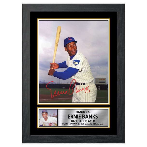 Ernie Banks 2 - Baseball Player - Autographed Poster Print Photo Signature GIFT
