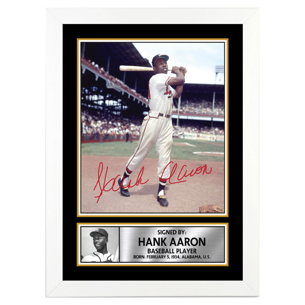 Hank Aaron - Baseball Player - Autographed Poster Print Photo Signature GIFT