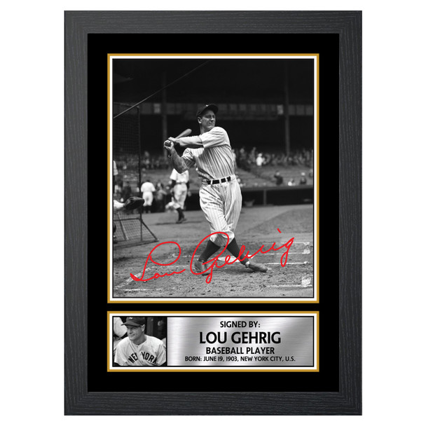 Lou Gehrig - Baseball Player - Autographed Poster Print Photo Signature GIFT