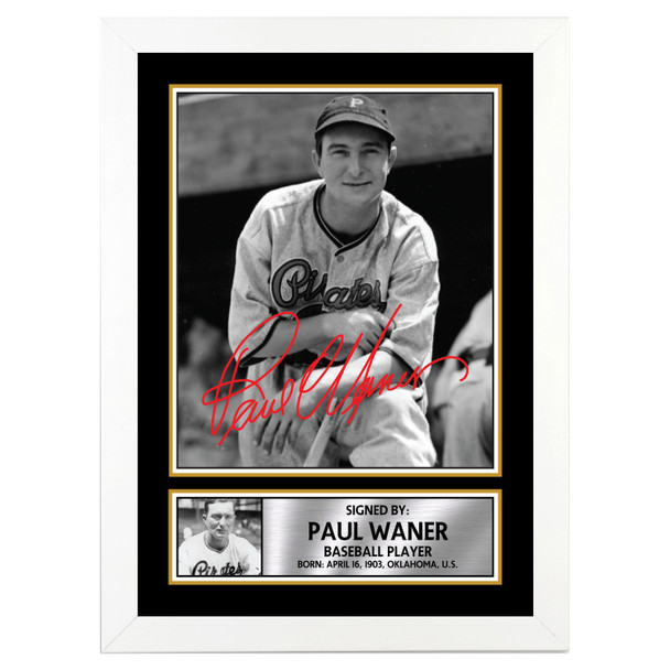 Paul Waner 2 - Baseball Player - Autographed Poster Print Photo Signature GIFT