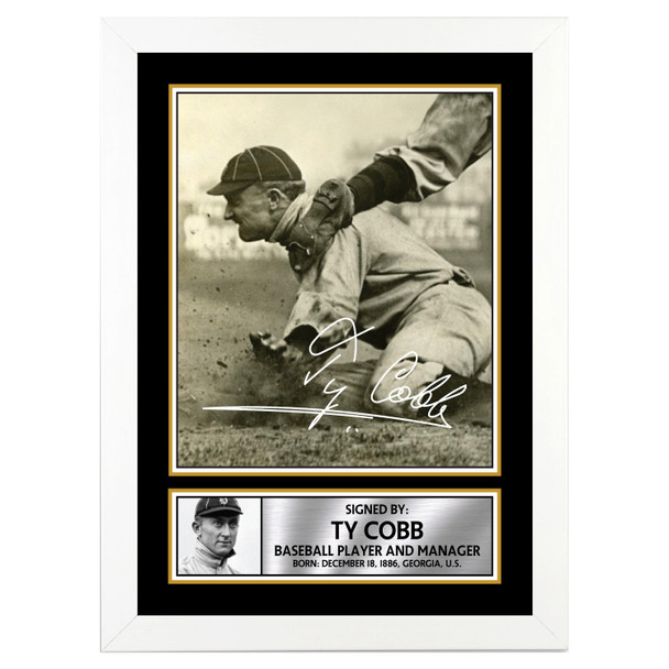 Ty Cobb - Baseball Player - Autographed Poster Print Photo Signature GIFT