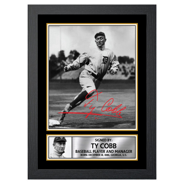 Ty Cobb 2 - Baseball Player - Autographed Poster Print Photo Signature GIFT
