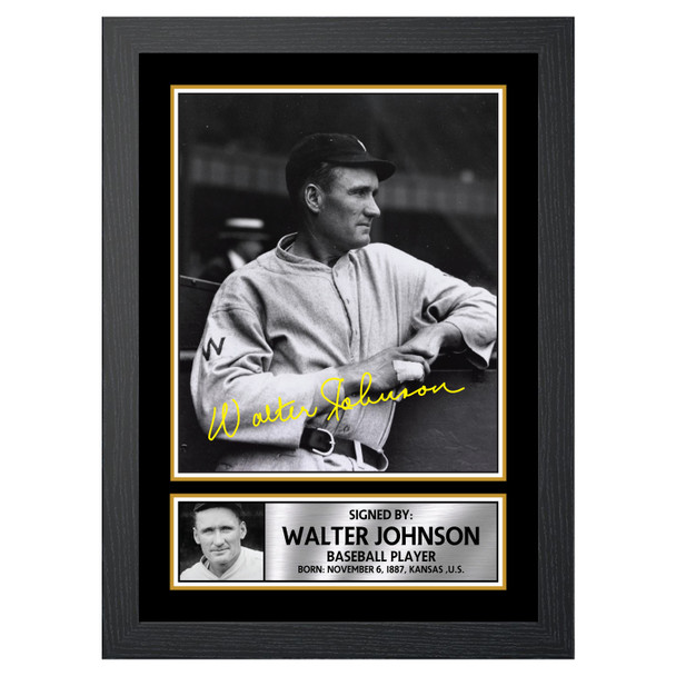 Walter Johnson 2 - Baseball Player - Autographed Poster Print Photo Signature GIFT