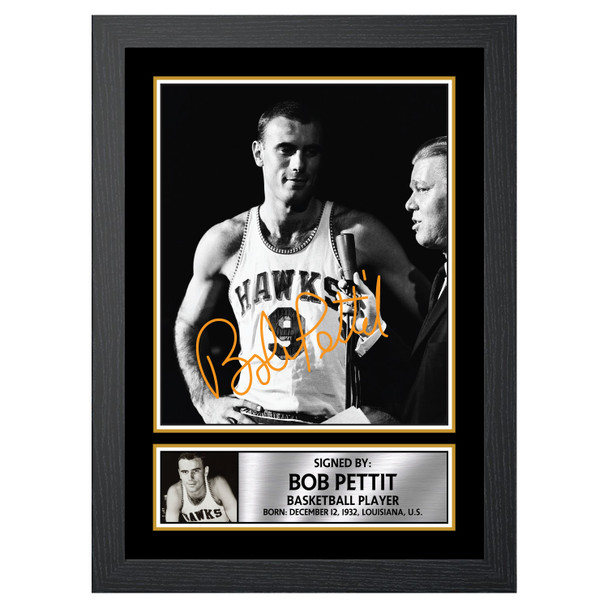 Bob Pettit - Basketball Player - Autographed Poster Print Photo Signature GIFT