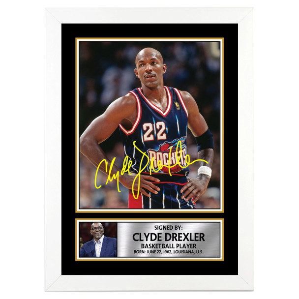 Clyde Drexler - Basketball Player - Autographed Poster Print Photo Signature GIFT