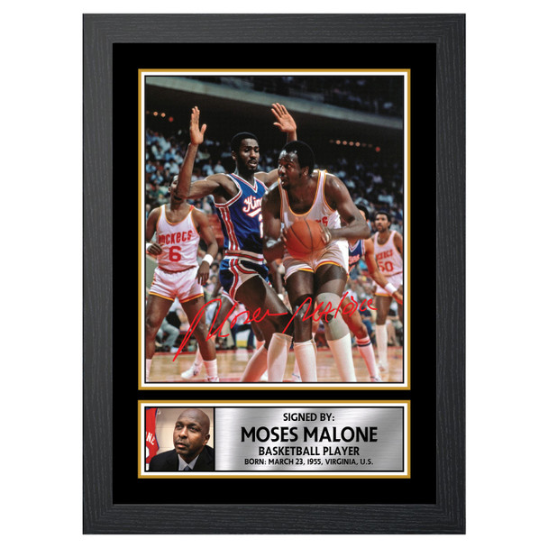 Moses Malone M044 - Basketball Player - Autographed Poster Print Photo Signature GIFT