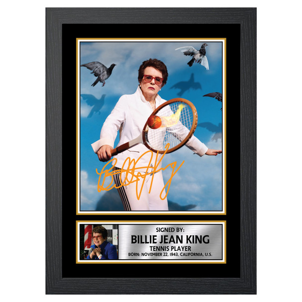 Billie Jean King M544 - Tennis Player - Autographed Poster Print Photo Signature GIFT