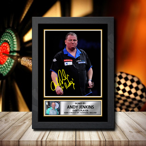 Andy Jenkins 2 Signed Autographed Darts Star Poster Print Framed Merch Gift
