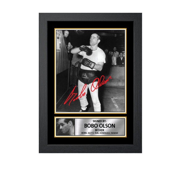 Bobo Olson M673 - Boxing - Autographed Poster Print Photo Signature GIFT