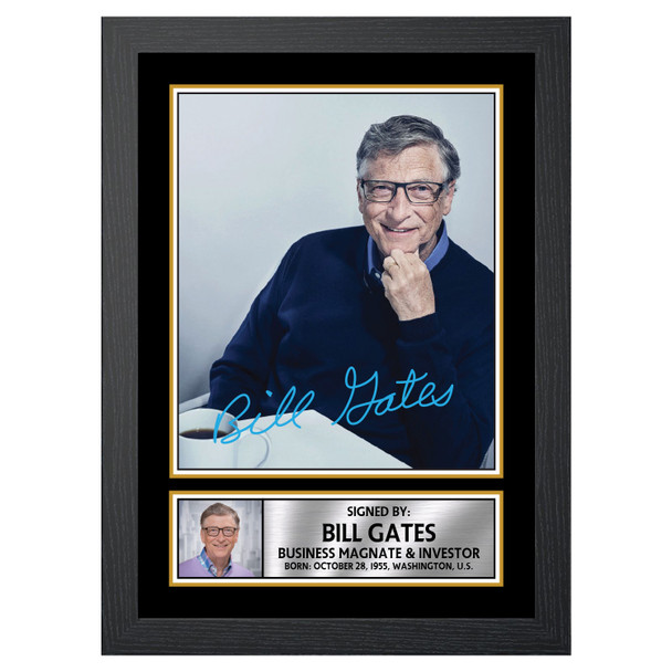 Bill Gates - Famous Businessmen - Autographed Poster Print Photo Signature GIFT