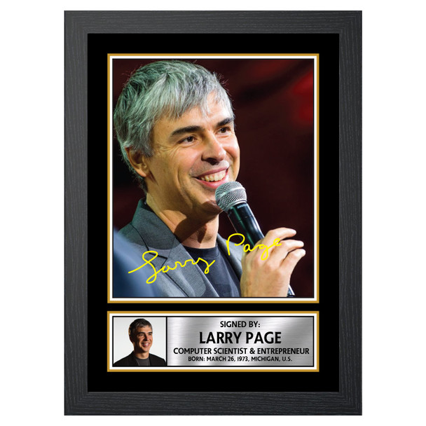 Larry Page - Famous Businessmen - Autographed Poster Print Photo Signature GIFT