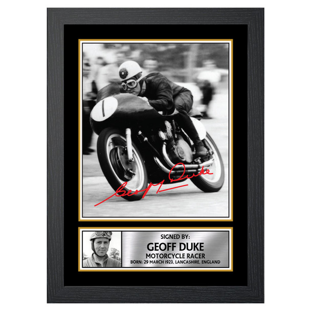 Geoff Duke M502 - Motor Racer - Autographed Poster Print Photo Signature GIFT