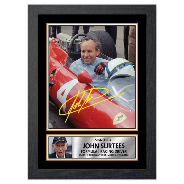 John Surtees M507 - Motor Racer - Autographed Poster Print Photo Signature GIFT