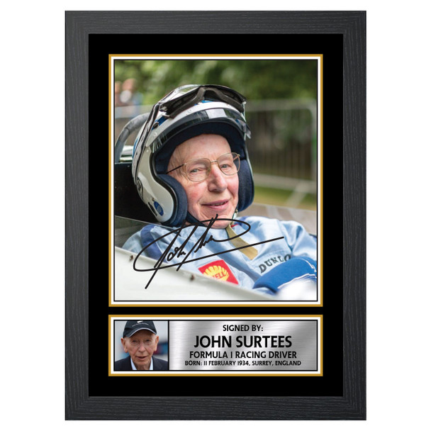 John Surtees M508 - Motor Racer - Autographed Poster Print Photo Signature GIFT