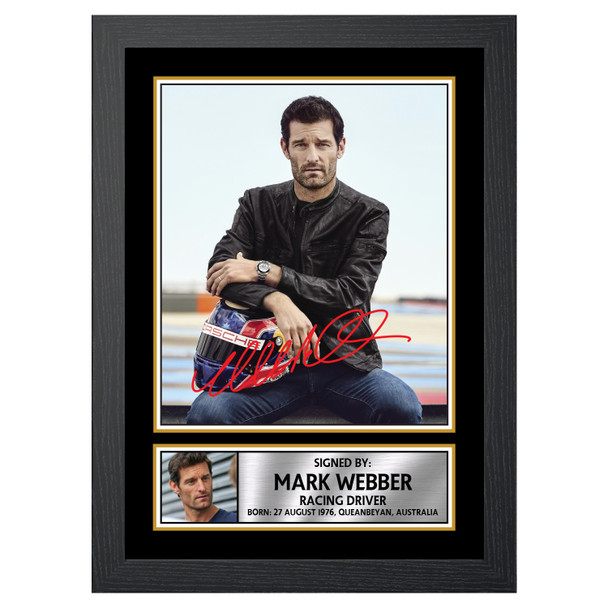 Mark Webber M518 - Motor Racer - Autographed Poster Print Photo Signature GIFT