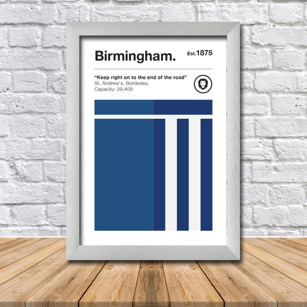 Retro Birmingham Club Colours - Birmingham Fan Championship Football Crest Poster Print