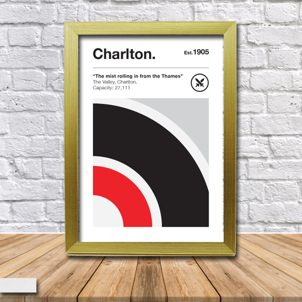 Retro Charlton Club Colours - Charlton Fan Championship Football Crest Poster Print