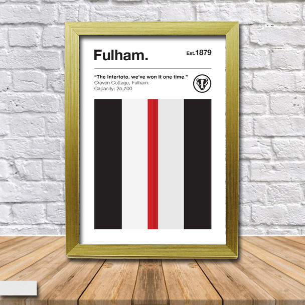Retro Fulham Club Colours - Fulham Fan Championship Football Crest Poster Print