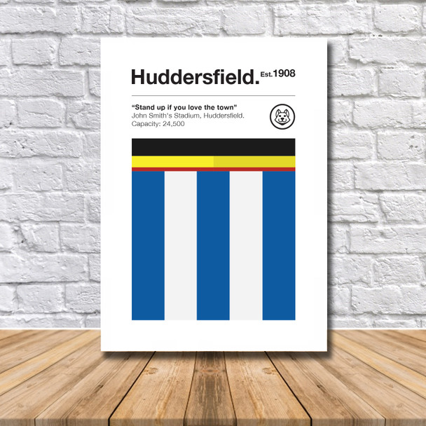 Retro Huddersfield Club Colours - Huddersfield Fan Championship Football Crest Poster Print