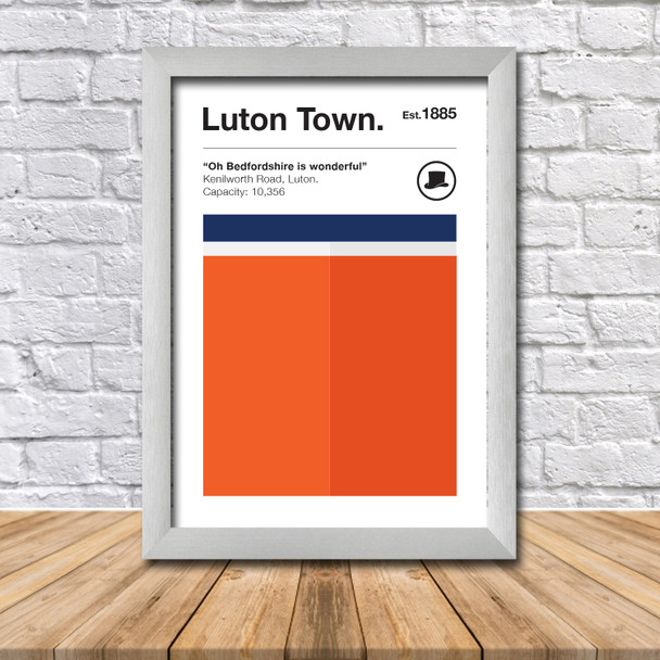 Retro Luton Club Colours - Luton Fan Championship Football Crest Poster Print